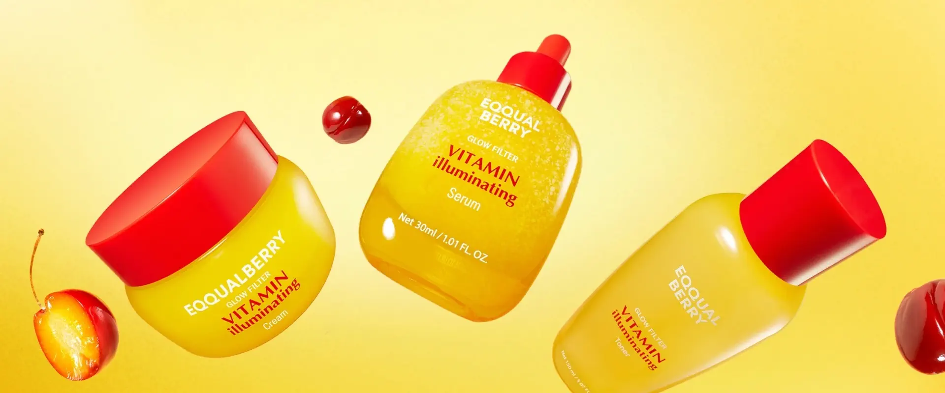 Colección de productos EQQUALBERRY para skincare coreano y cuidado facial