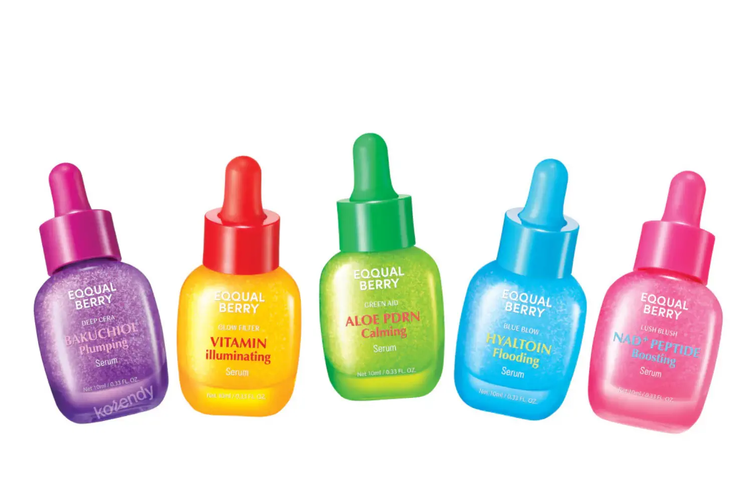 Rutina de skincare coreano con productos Eqqualberry ordenados por pasos sobre superficie clara — disponible en Carabella México